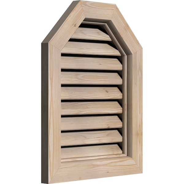 Octagonal Top Gable Vent Functional, Pine Gable Vent W/ Brick Mould Face Frame, 36W X 34H